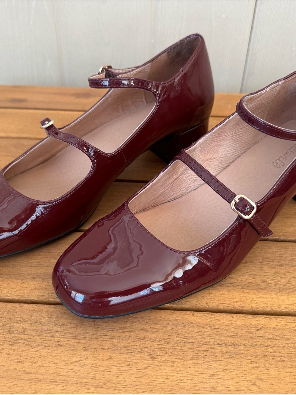Madewell Glossy Mary Jane Heels in Burgundy Patent